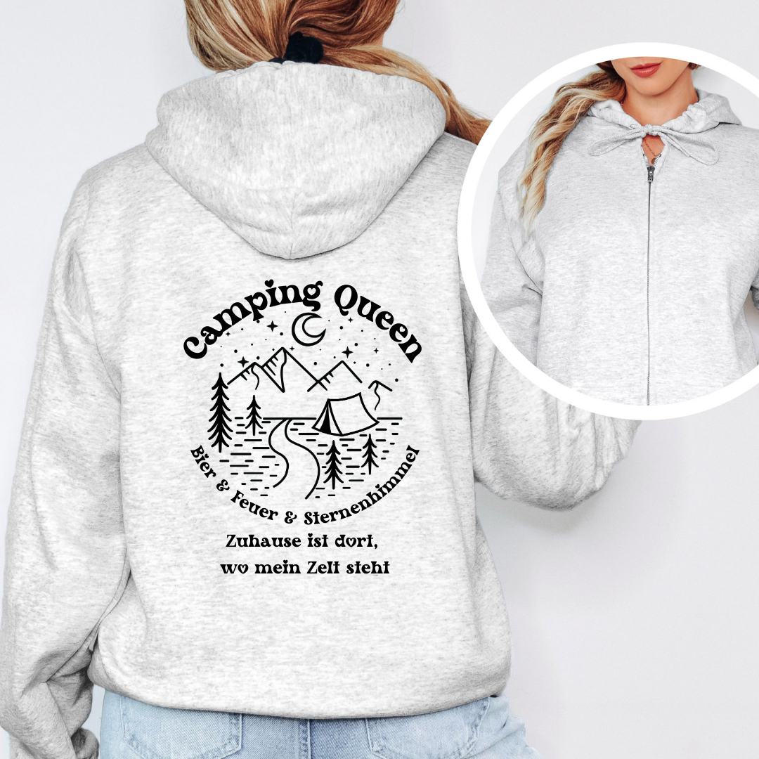 "Camping Queen Zelt" - Classic Zipper Hoodie Unisex Gr. S - XXL