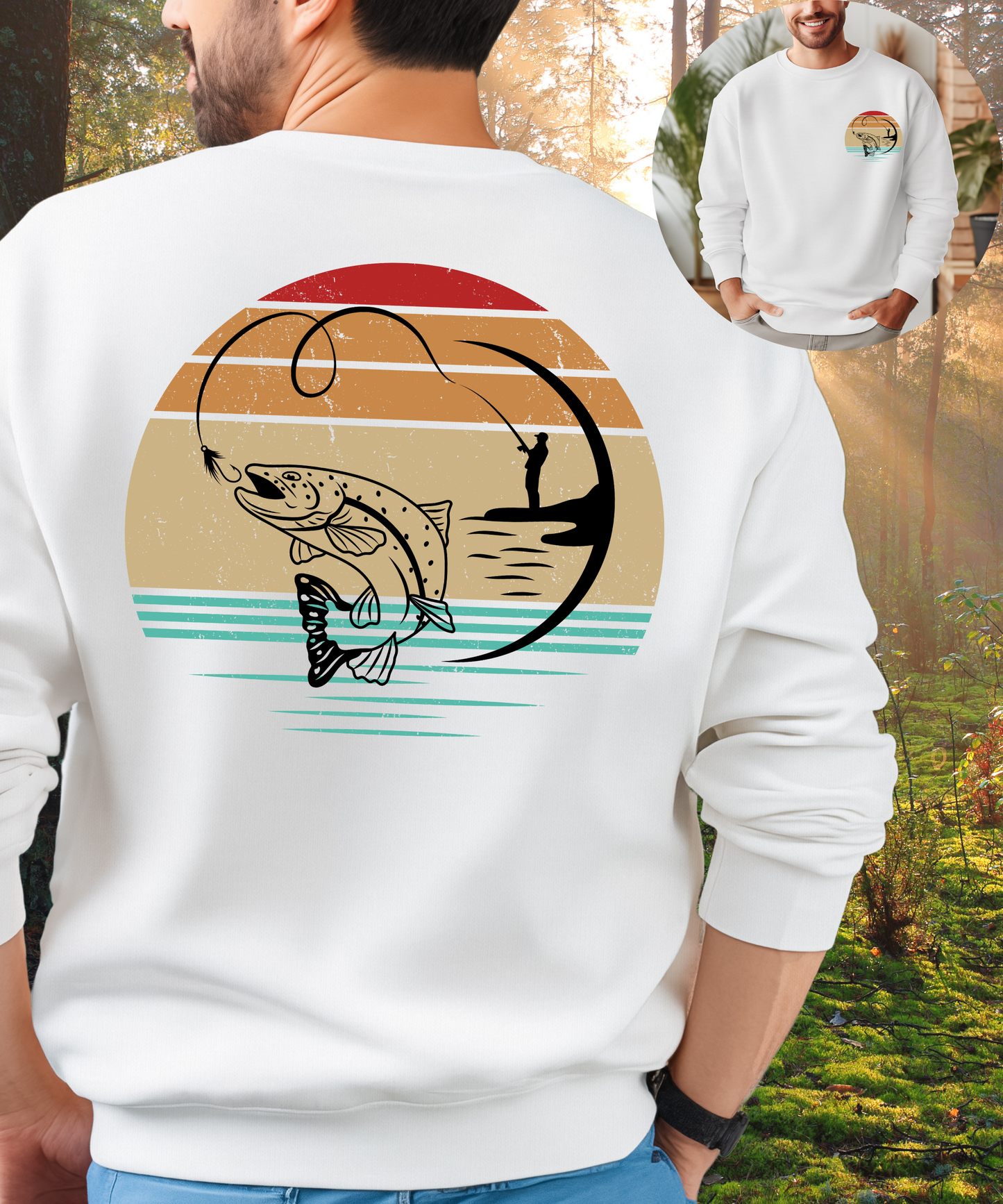 "Angler Sonnenuntergang" - Classic Sweatshirt Gr. S - 4XL - beidseitig bedruckt
