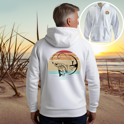 "Angler Sonnenuntergang" - Classic Zipper Hoodie Unisex Gr. S - XXL- beidseitiger Druck