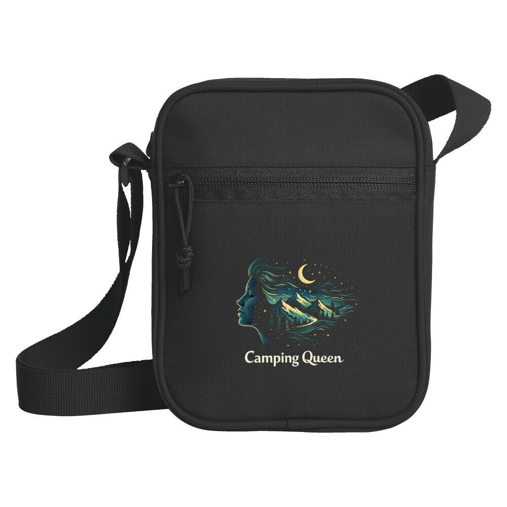 Camper4Love Umhängetasche „Camping Queen“ – stylische schwarze Schultertasche für Camping & Vanlife Image for color: schwarz
