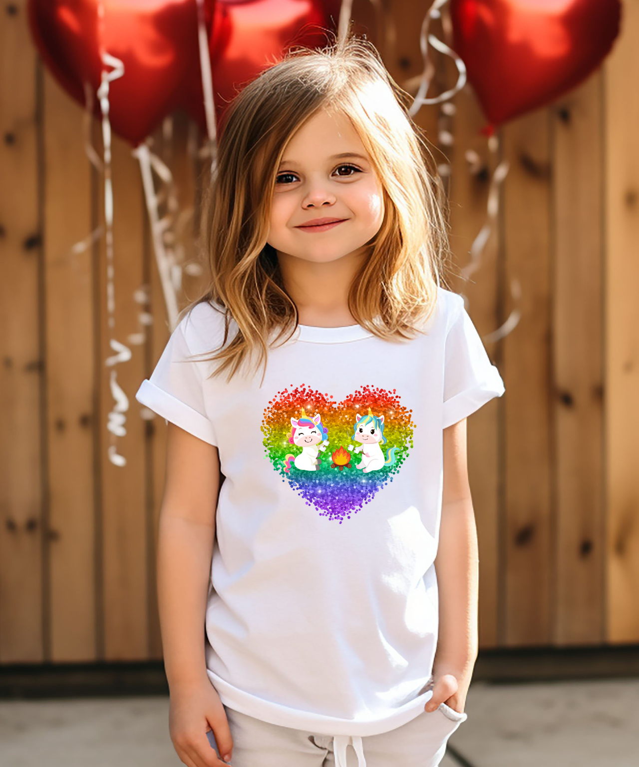 "Kristall Einhorn Feuer" Kinder Premium Organic Shirt - Gr. 98 - 164