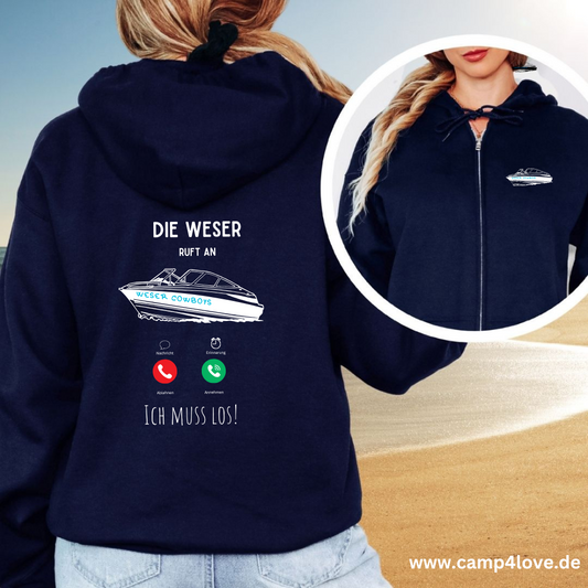 "Weser Cowboys" - Classic Zipper Hoodie Unisex - Gr. S - XXL - beidseitig bedruckt