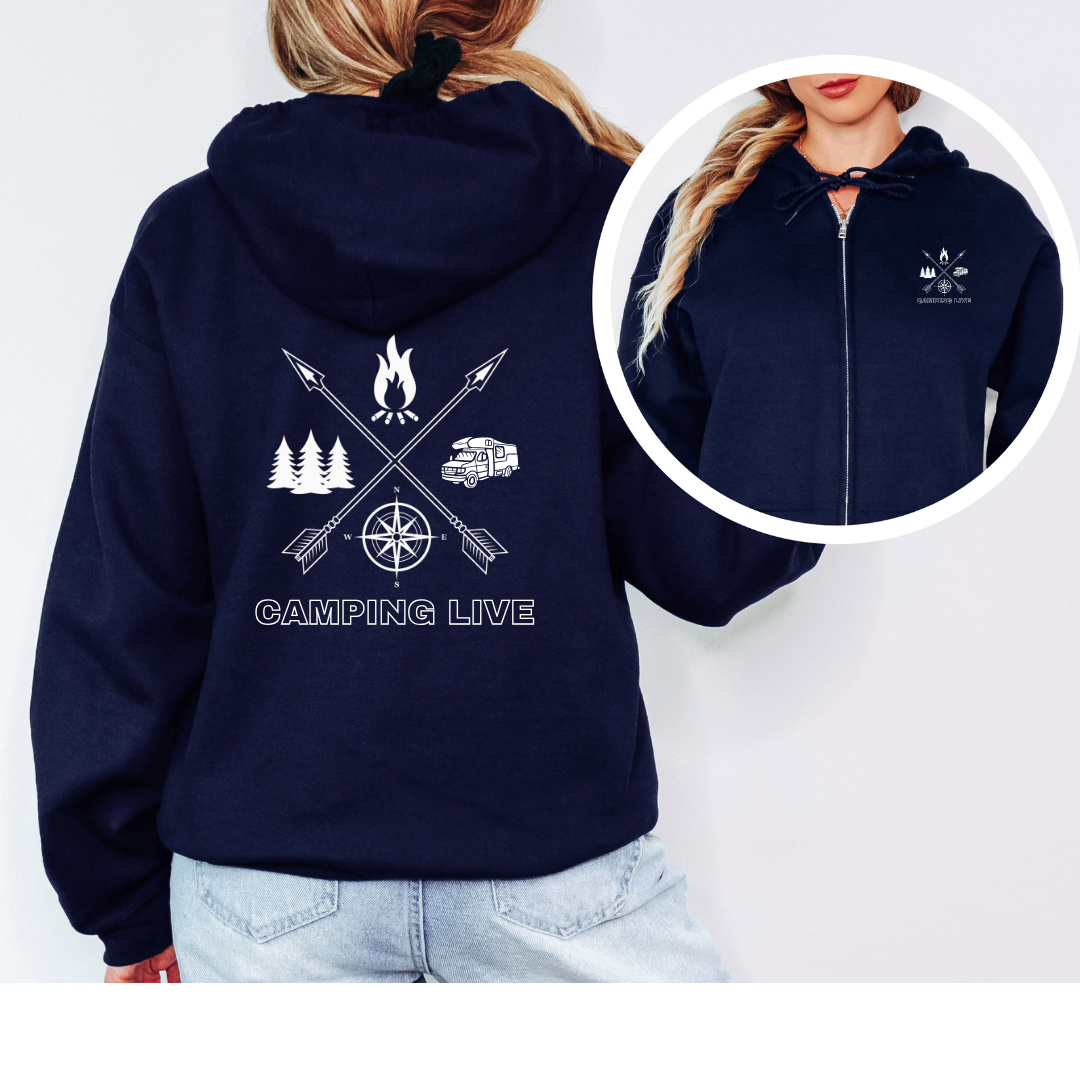 "Wohnmobil Pfeilkreuz" - VACANCY Oversized Zipper Hoodie Gr. S - 4XL- beidseitig bedruckt