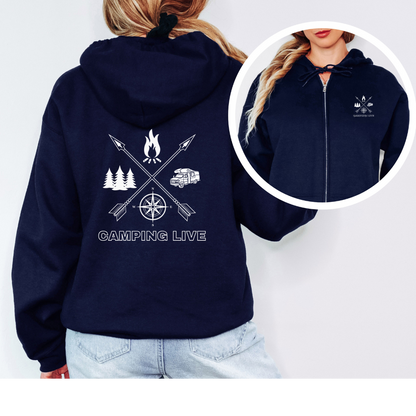 "Wohnmobil Pfeilkreuz" - VACANCY Oversized Zipper Hoodie Gr. S - 4XL- beidseitig bedruckt